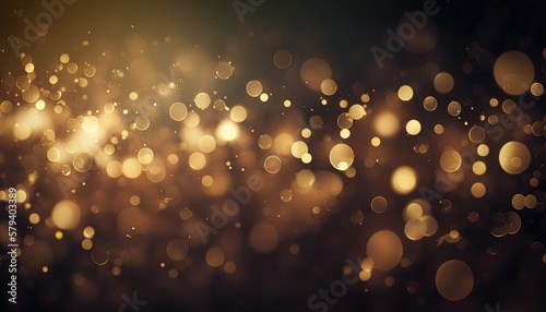 Abstract background of glitter lights, golden, de-focused, banner, AI generated