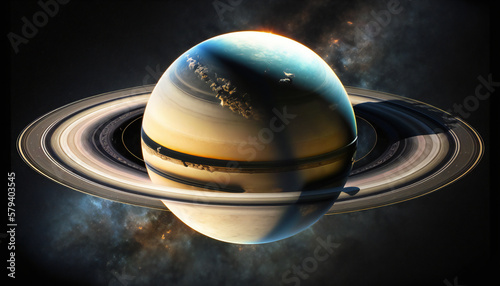 Planet similar to Saturn in space - Space wallpaper - Generative AI