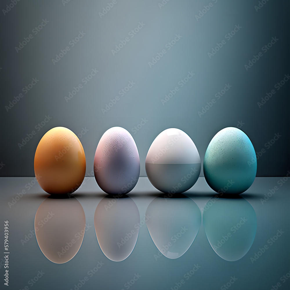 Four isolated Easter Eggs concept generated art Four isolated Easter Eggs concept generated art