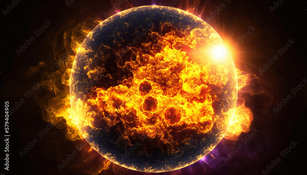 Fototapeta premium Star similar to sun in space - Space wallpaper - Generative AI