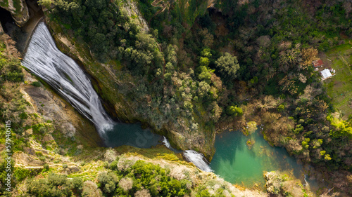 Obraz na płótnie Aerial view of the Great Waterfall of Tivoli, near Rome, Italy
