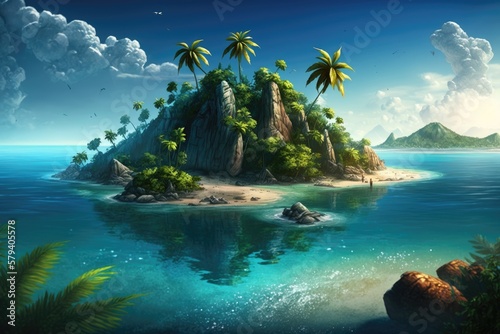 stunning tropical island. Generative AI