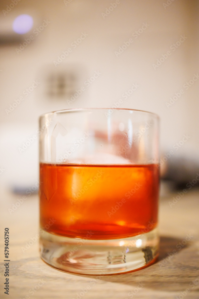 Negroni cold on ice in glass Negroni cold on ice in glass