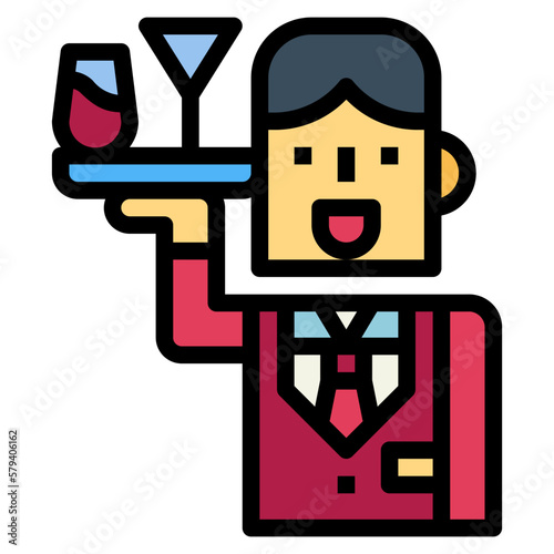flight attendant filled outline icon style
