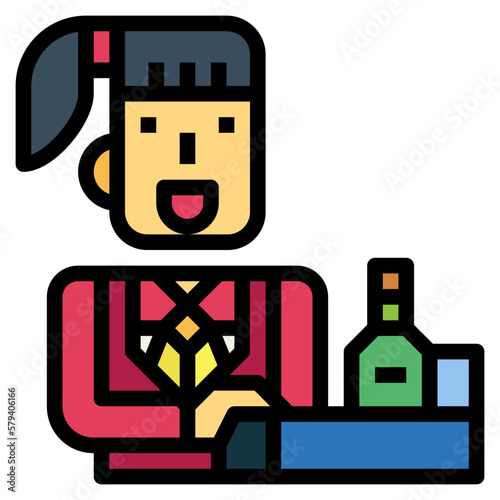 flight attendant filled outline icon style