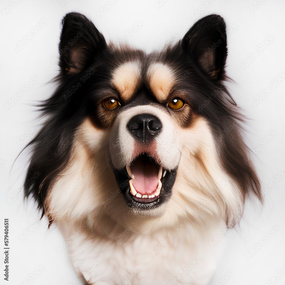 Portrait of a dog on a light background. Generative AI