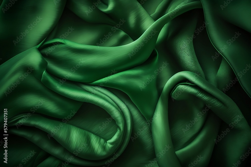 Fototapeta premium A Full Frame Shot of Satin Green Fabric. Generative AI