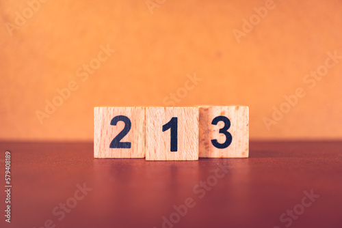 Closeup wooden block number one using as business competition concept