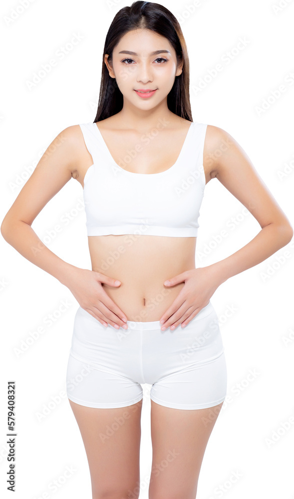Portrait young asian woman smiling beautiful body diet with fit, model girl weight slim with cellulite or calories, health and wellness concept. Portrait young asian woman smiling beautiful body diet with fit, model girl weight slim with cellulite or calories, health and wellness concept.