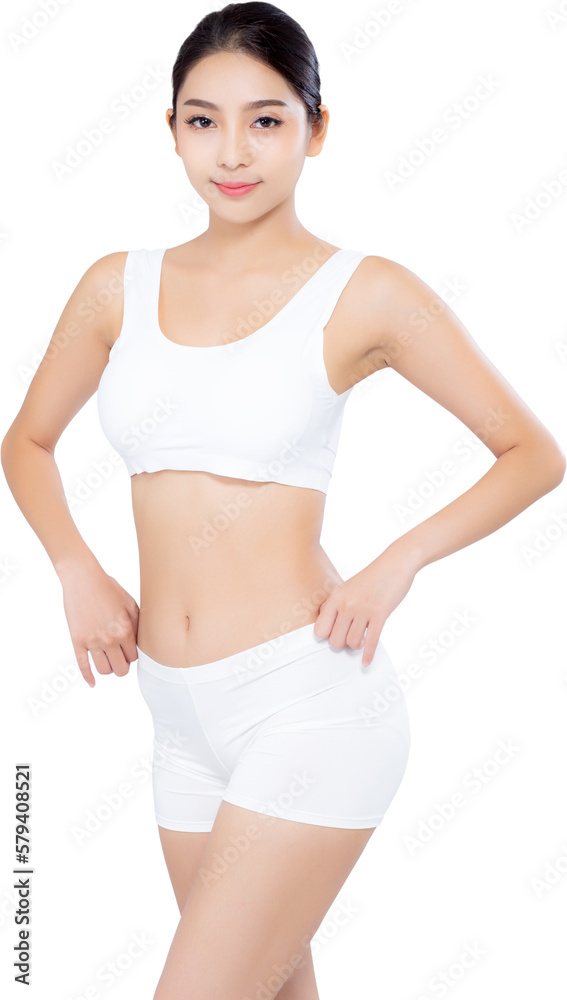 Portrait young asian woman smiling beautiful body diet with fit, model girl weight slim with cellulite or calories, health and wellness concept. Portrait young asian woman smiling beautiful body diet with fit, model girl weight slim with cellulite or calories, health and wellness concept.