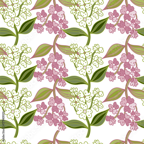 Seamless pattern with decorative flowers. Floral background. Cute plants endless backdrop.