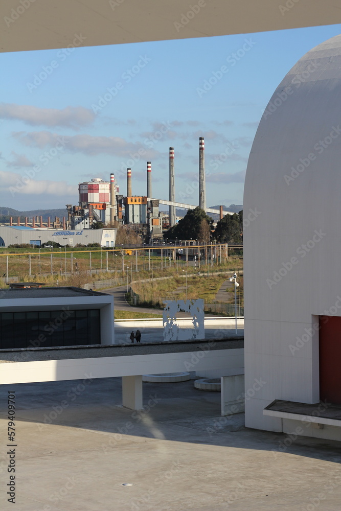 Obraz premium factory in Avilés where steel is produced thanks to coke batteries, in Asturias. Originally it was called Ensidesa