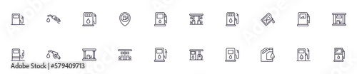 Collection of modern gas station outline icons. Set of modern illustrations for mobile apps, web sites, flyers, banners etc isolated on white background. Premium quality signs.