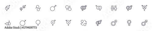 Gender concept. Collection of gender high quality vector outline signs for web pages, books, online stores, flyers, banners etc. Set of premium illustrations isolated on white background