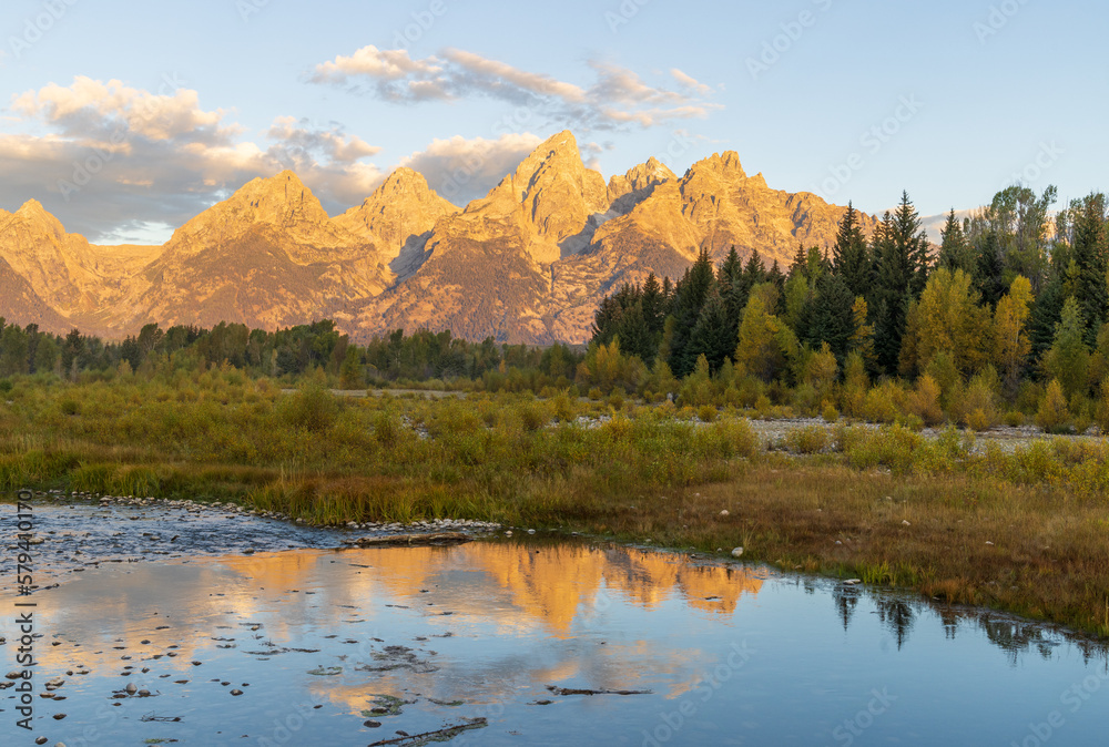 Scenic Autumn Reflection Landscape in Grand Teton National Park Wyoming Scenic Autumn Reflection Landscape in Grand Teton National Park Wyoming
