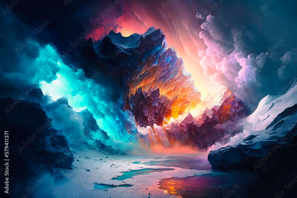 world where light and energy interact in unique and beautiful ways, creating ethereal landscapes of color and form - Generative AI
