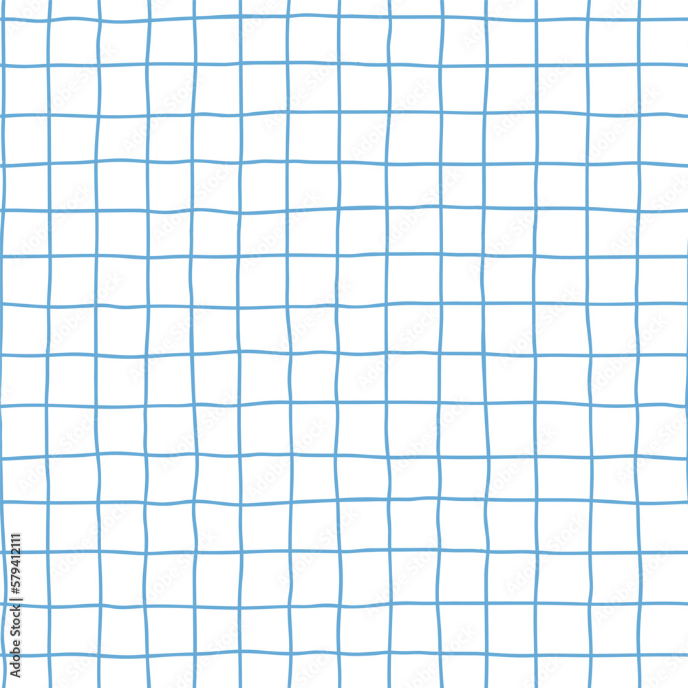 Vecteur Stock Seamless checkered repeating vector pattern with hand drawn  grid. Blue Plaid geometric simple texture. Crossing lines. Abstract  delicate pattern for fabric, textile, wallpaper, apparel, wrapping | Adobe  Stock