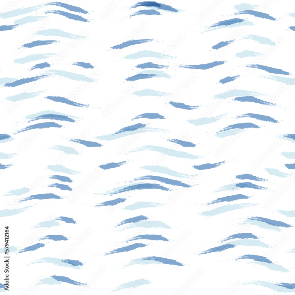 Obraz premium Seamless Wave Stripe Pattern, Water vector background. curve brush stroke, curly paint lines, watercolor illustration