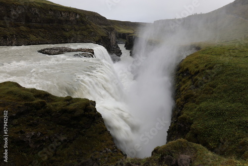 waterfall Gullfoss  famous landmark in Iceland