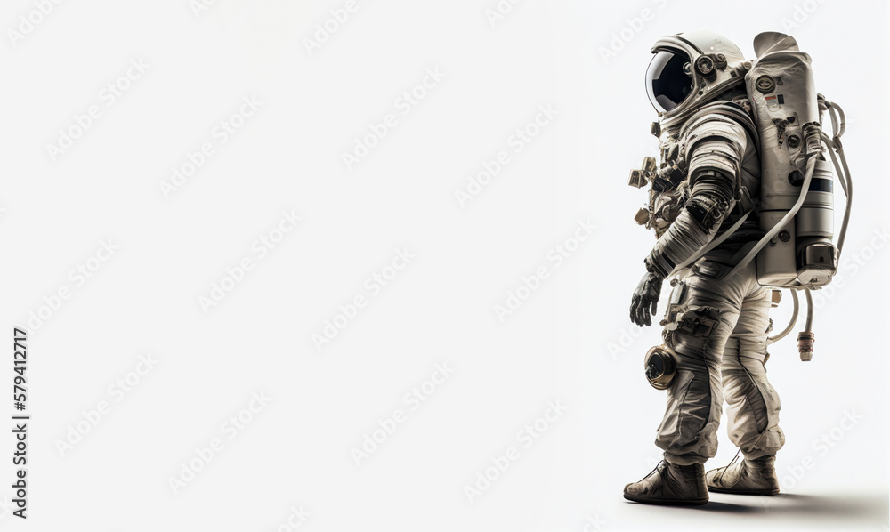 Space suits isolated on white background. Ai generated. Space suits isolated on white background. Ai generated.