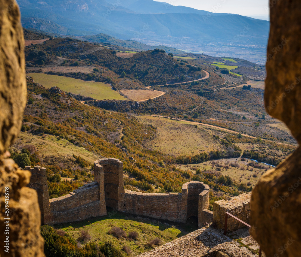 castle of loarre spain window view from crypt santa quiteria