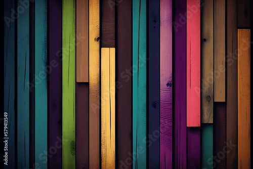 Colored Wood Planks Background. Generative AI