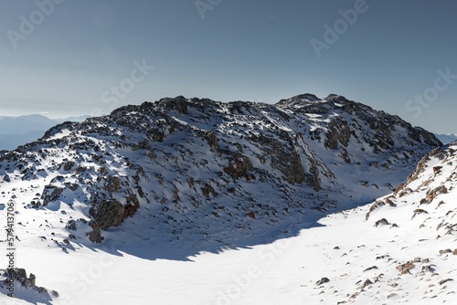 Aerial view of beautiful mountains during winter