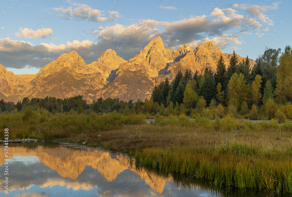 Scenic Autumn Reflection Landscape in Grand Teton National Park Wyoming