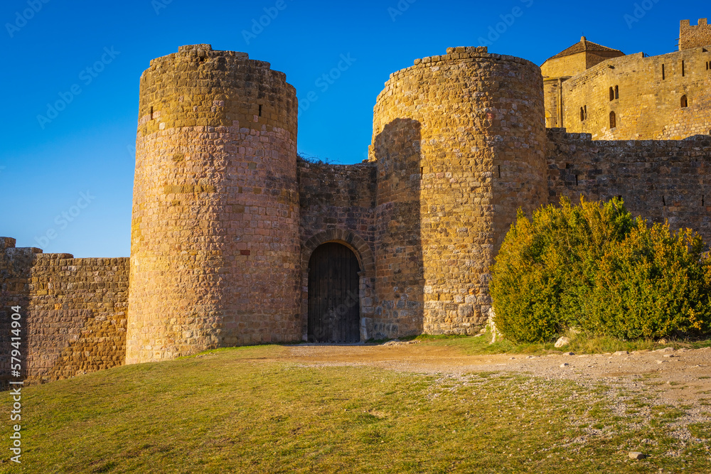 loarre castle spain outer wall main entrance gate and two towers