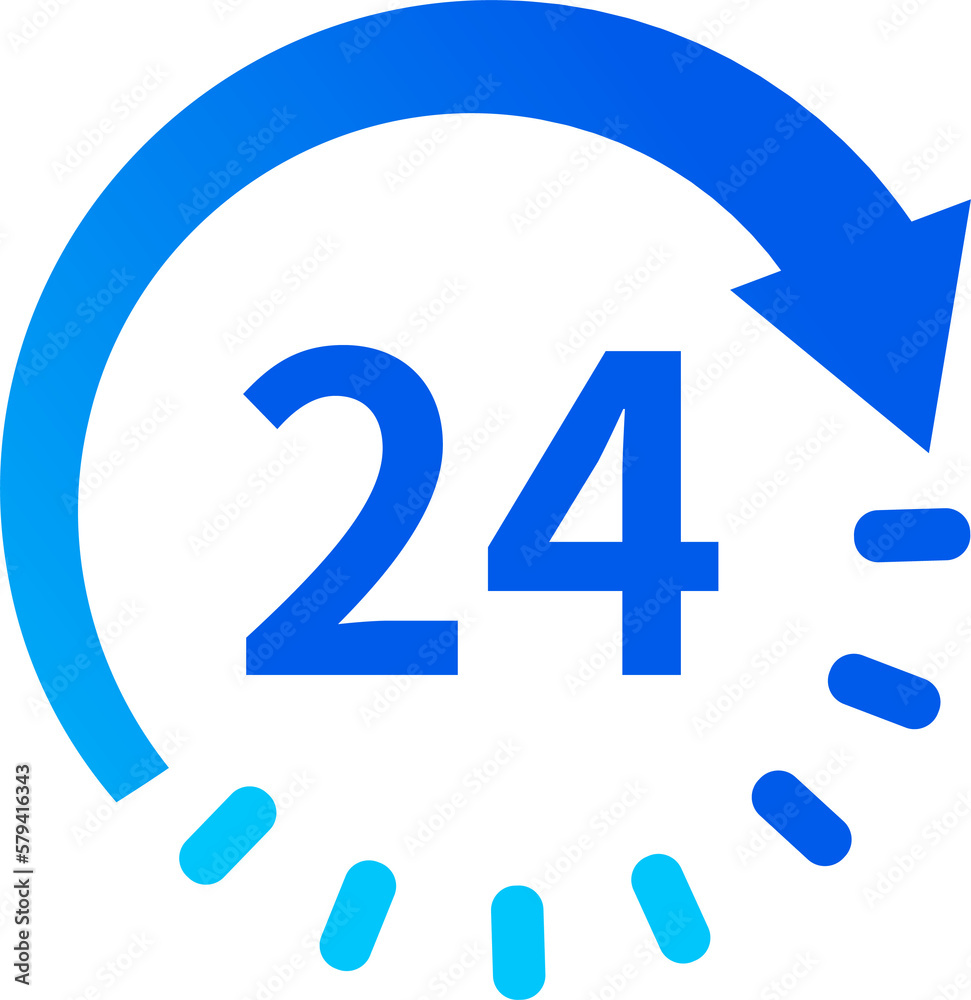 Fototapeta premium 24 hour clock icon for timekeeping or scheduling