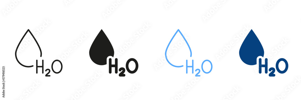 H2O Silhouette and Line Icon Set. Water Drop Black and Color Sign Collection. Chemical Formula for Water. Symbol of Fresh Aqua Symbols. Isolated Vector Illustration H2O Silhouette and Line Icon Set. Water Drop Black and Color Sign Collection. Chemical Formula for Water. Symbol of Fresh Aqua Symbols. Isolated Vector Illustration