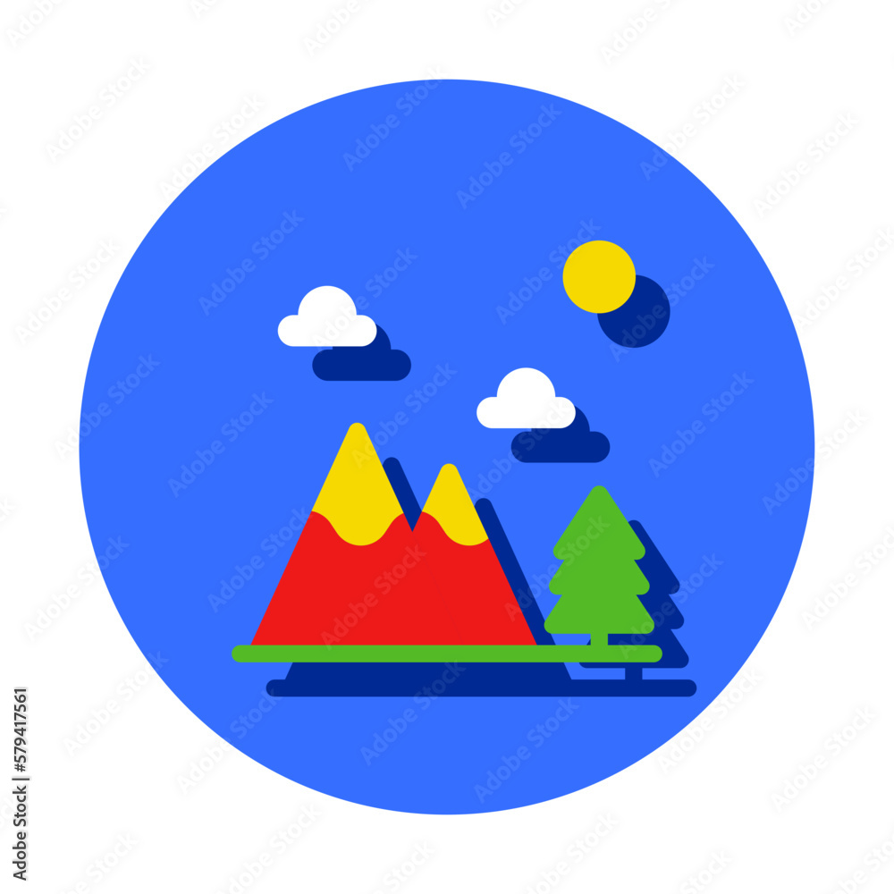 Icon mountain, forest, tree, Holyday. editable file and color.