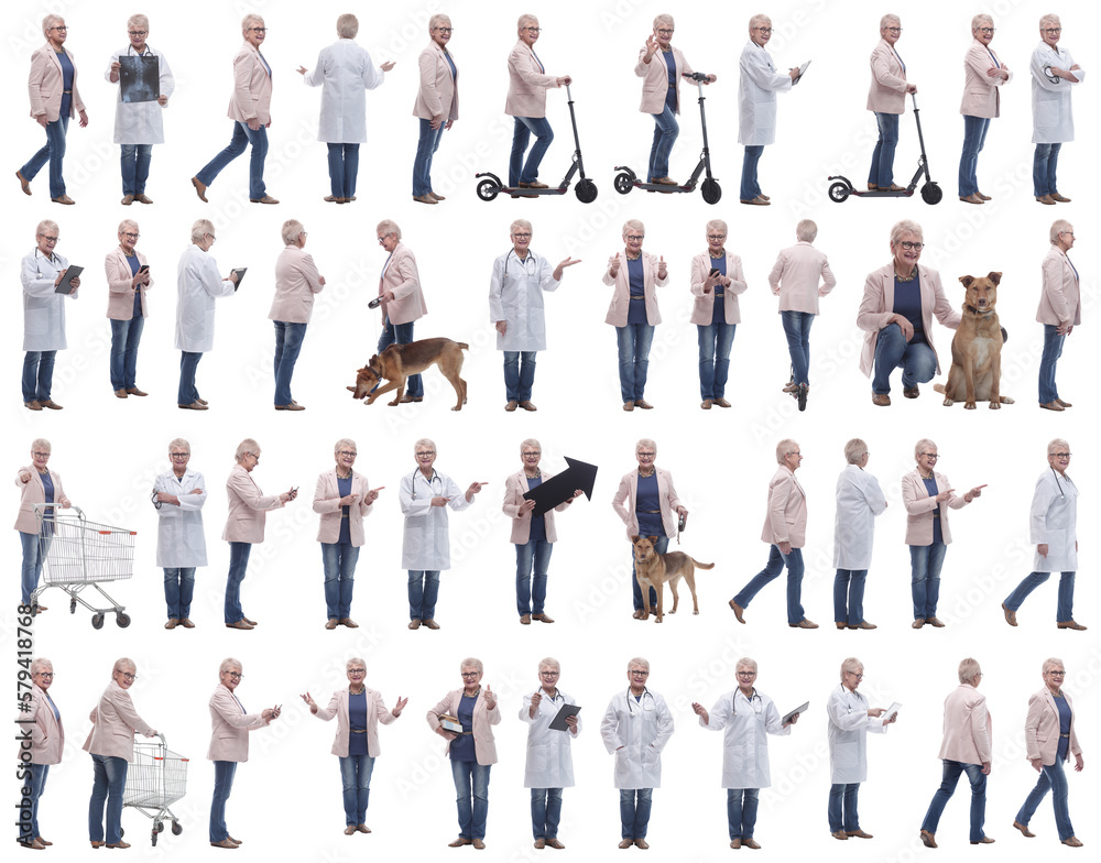 Obraz premium collage of a woman in full growth displaying many professions