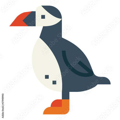 puffin flat icon style