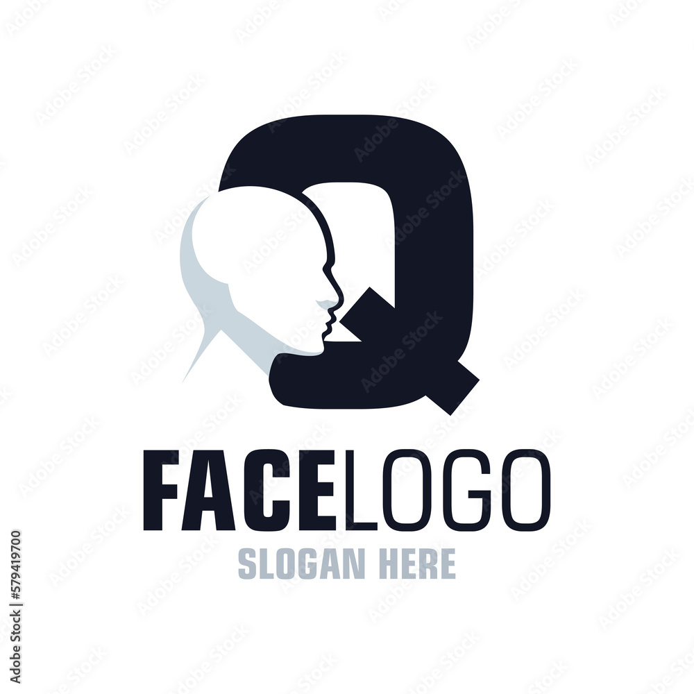 Letter Q Face Logo Design Template Inspiration, Vector Illustration. Letter Q Face Logo Design Template Inspiration, Vector Illustration.