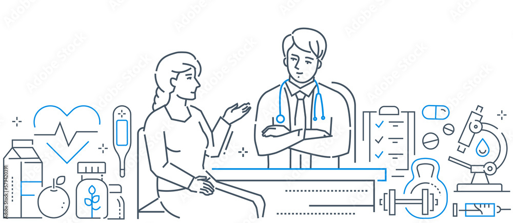 Medical center - modern line design style banner Medical center - modern line design style banner