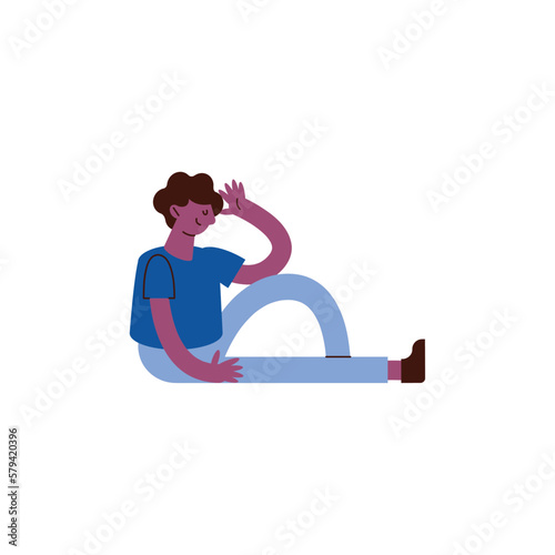 afro young man seated