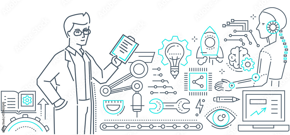 Robotics - modern line design style web banner Robotics - modern line design style web banner
