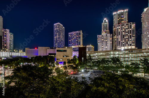 Downtown of Miami at night, view from the window