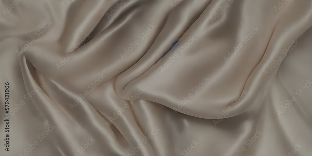Fototapeta premium silk fabric grey, satin fabric, textured background for presentation, silk clothe folds, silk fabric texture, AI generated