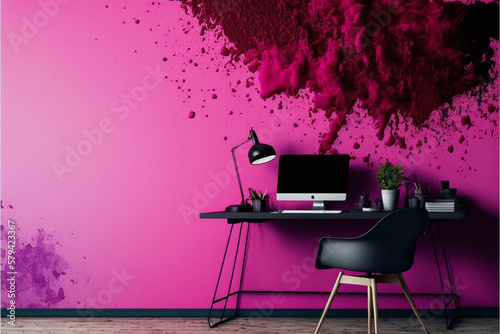 An inviting image of a room with warm magenta Pantone color tones photo