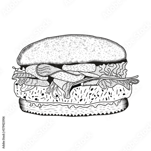 Hand drawn vector illustration of a burger
