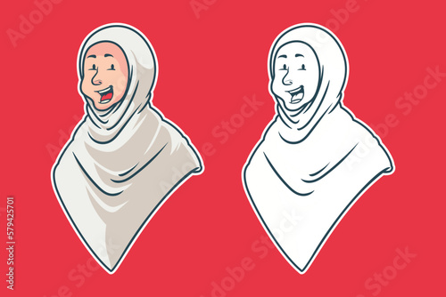 arabic muslim girls Character cartoon vector Illustration