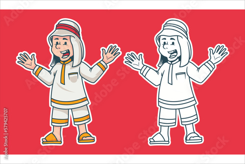 arabic boy Character cartoon vector Illustration