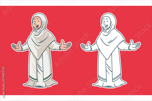 arabic muslim women Character cartoon vector Illustration