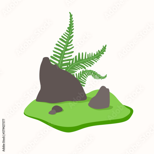 The illustration depicts a fern that grows in the ground. Vector image.