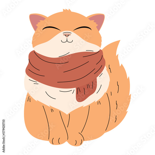 cute cat wearing scarff photo