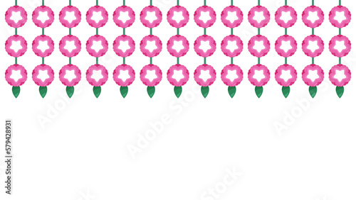 お祭りのピンクの花_軒花のイラスト_背景_16:9
