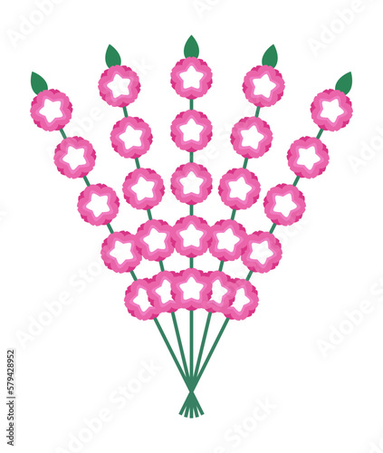 お祭りのピンクの花_軒花のイラスト_5本