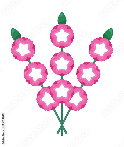 お祭りのピンクの花_軒花のイラスト_3本